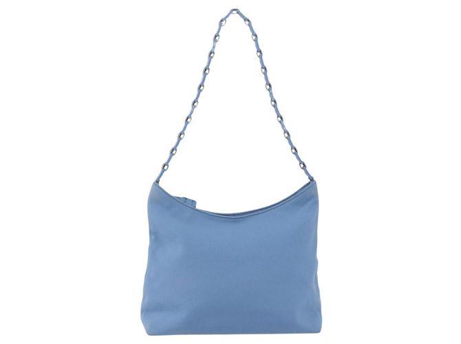 Salvatore Ferragamo Schultertasche Nylon Hellblau Silber Authentisch ka1321 - Ansicht 2