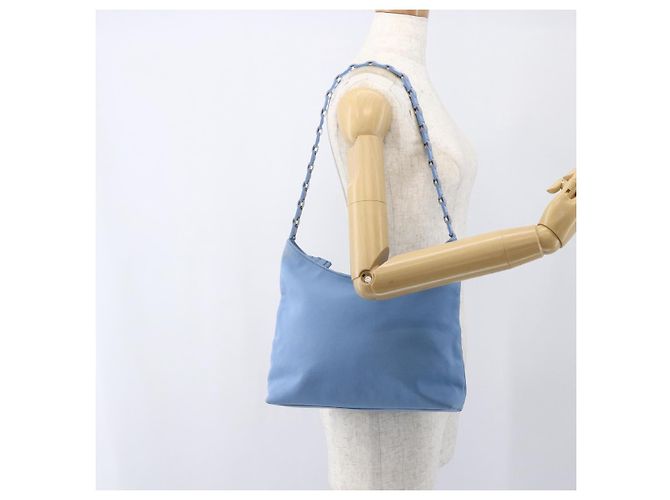 Salvatore Ferragamo Schultertasche Nylon Hellblau Silber Authentisch ka1321 - Ansicht 21