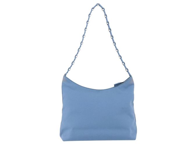 Salvatore Ferragamo Schultertasche Nylon Hellblau Silber Authentisch ka1321 - Ansicht 3