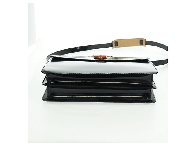 Borsa a Mano GUCCI Bamboo Smalto 2 vie Nero Oro 015 1046 3304 Auth bs32052 - vista 13