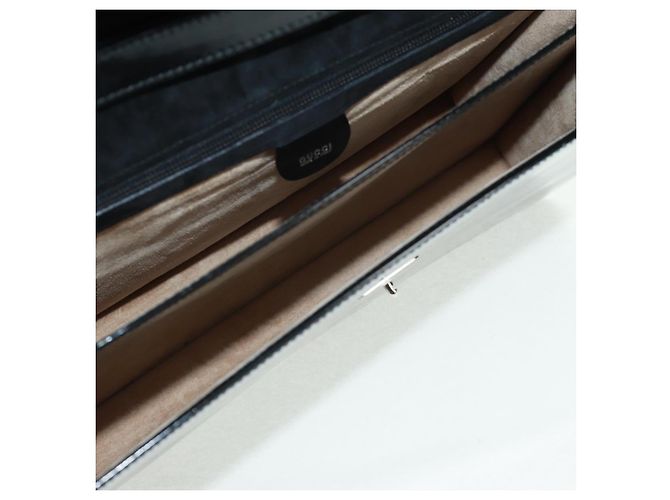 Borsa a Mano GUCCI Bamboo Smalto 2 vie Nero Oro 015 1046 3304 Auth bs32052 - vista 23