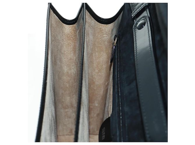 Borsa a Mano GUCCI Bamboo Smalto 2 vie Nero Oro 015 1046 3304 Auth bs32052 - vista 25