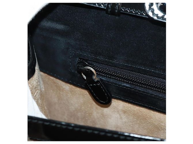 Borsa a Mano GUCCI Bamboo Smalto 2 vie Nero Oro 015 1046 3304 Auth bs32052 - vista 26