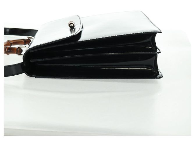 Borsa a Mano GUCCI Bamboo Smalto 2 vie Nero Oro 015 1046 3304 Auth bs32052 - vista 4