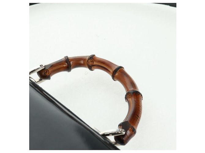 Borsa a Mano GUCCI Bamboo Smalto 2 vie Nero Oro 015 1046 3304 Auth bs32052 - vista 9