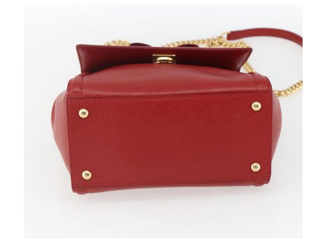 Salvatore Ferragamo Borsa a Spalla Chain Vala in Pelle 2 in 1 Rossa Oro Auth BA9424V Rosso D'oro - vista 11