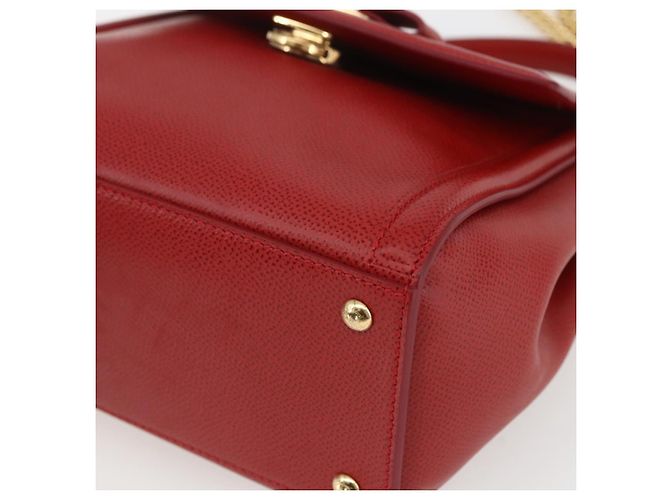 Salvatore Ferragamo Borsa a Spalla Chain Vala in Pelle 2 in 1 Rossa Oro Auth BA9424V Rosso D'oro - vista 12