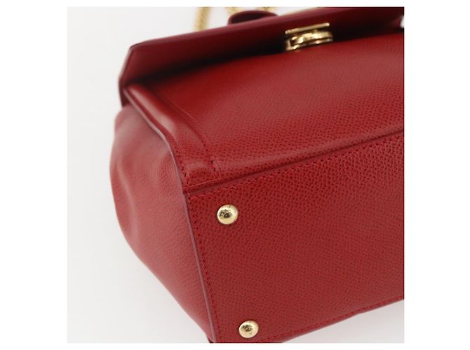 Salvatore Ferragamo Borsa a Spalla Chain Vala in Pelle 2 in 1 Rossa Oro Auth BA9424V Rosso D'oro - vista 13