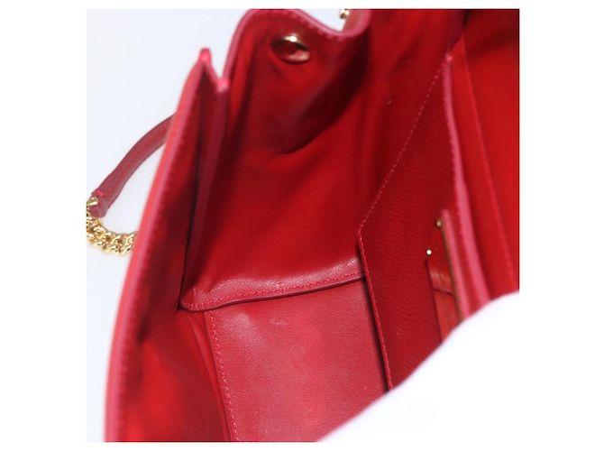 Salvatore Ferragamo Borsa a Spalla Chain Vala in Pelle 2 in 1 Rossa Oro Auth BA9424V Rosso D'oro - vista 19