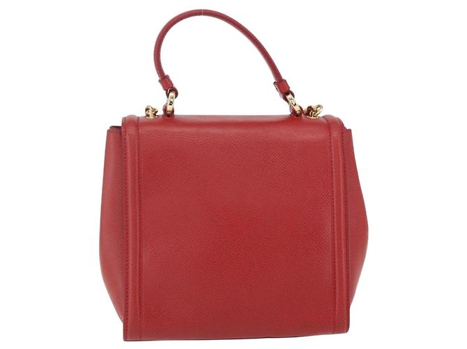 Salvatore Ferragamo Borsa a Spalla Chain Vala in Pelle 2 in 1 Rossa Oro Auth BA9424V Rosso D'oro - vista 3