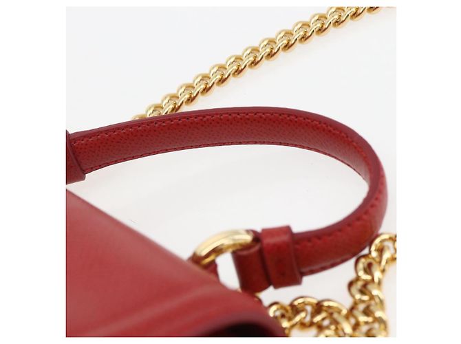 Salvatore Ferragamo Borsa a Spalla Chain Vala in Pelle 2 in 1 Rossa Oro Auth BA9424V Rosso D'oro - vista 8