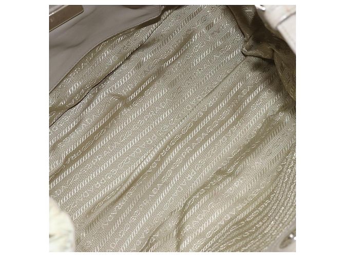 PRADA Borsa a Mano Nylon 2way Beige Argento Auth ka1368 - vista 10