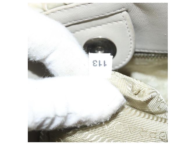 PRADA Borsa a Mano Nylon 2way Beige Argento Auth ka1368 - vista 11