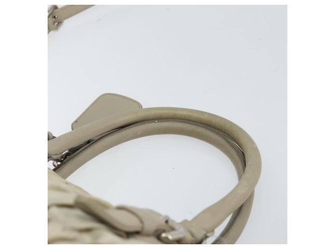 PRADA Borsa a Mano Nylon 2way Beige Argento Auth ka1368 - vista 14