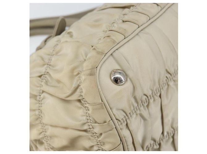 PRADA Borsa a Mano Nylon 2way Beige Argento Auth ka1368 - vista 16