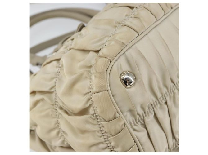 PRADA Borsa a Mano Nylon 2way Beige Argento Auth ka1368 - vista 18