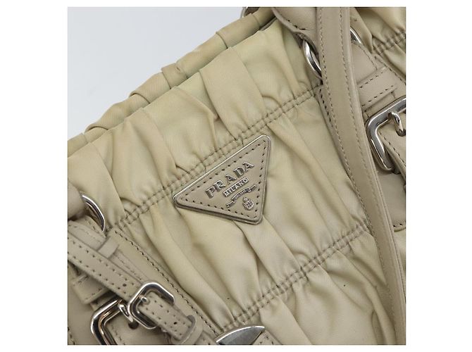 PRADA Borsa a Mano Nylon 2way Beige Argento Auth ka1368 - vista 20