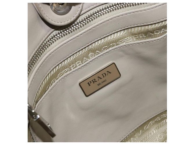 PRADA Borsa a Mano Nylon 2way Beige Argento Auth ka1368 - vista 21