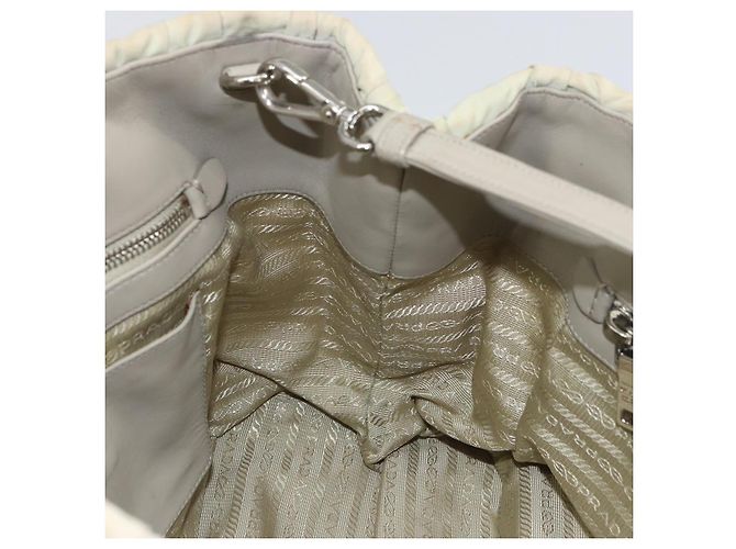 PRADA Borsa a Mano Nylon 2way Beige Argento Auth ka1368 - vista 22