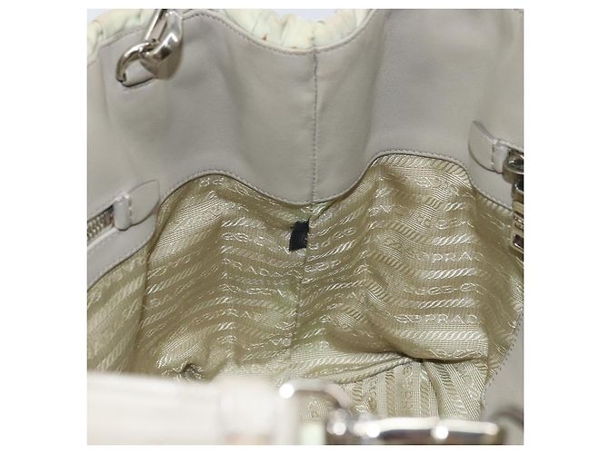 PRADA Borsa a Mano Nylon 2way Beige Argento Auth ka1368 - vista 23