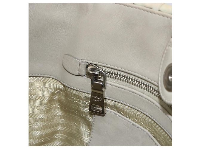 PRADA Borsa a Mano Nylon 2way Beige Argento Auth ka1368 - vista 24