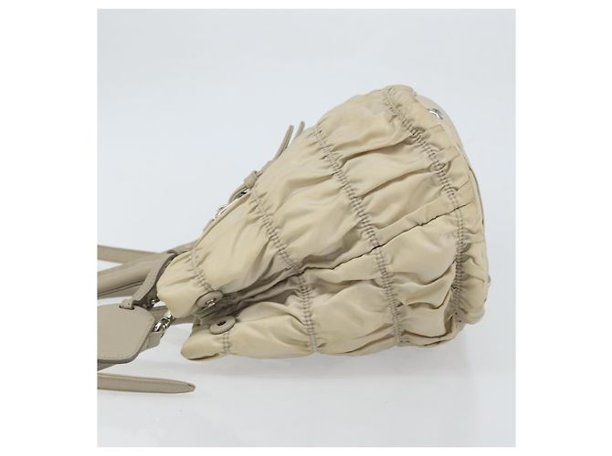 PRADA Borsa a Mano Nylon 2way Beige Argento Auth ka1368 - vista 4