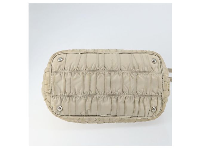 PRADA Borsa a Mano Nylon 2way Beige Argento Auth ka1368 - vista 5