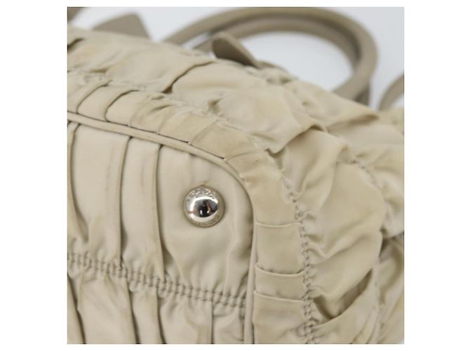 PRADA Borsa a Mano Nylon 2way Beige Argento Auth ka1368 - vista 9