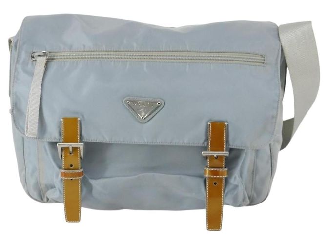 Borsa a Spalla PRADA Nylon Blu Argento Autentica 157777 - vista 13
