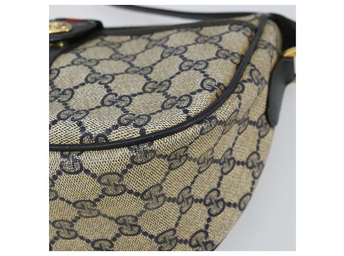 Borsa a Spalla Gucci GG Supreme Sherry Line PVC Blu Navy Oro 89 02 032 Auth 158018 D'oro - vista 10