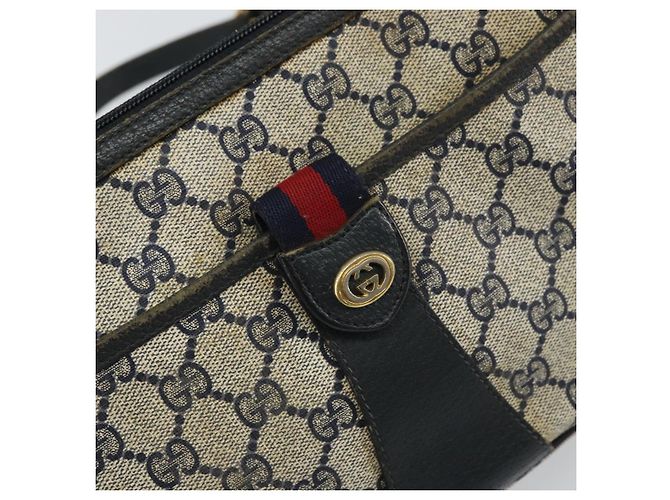 Borsa a Spalla Gucci GG Supreme Sherry Line PVC Blu Navy Oro 89 02 032 Auth 158018 D'oro - vista 14