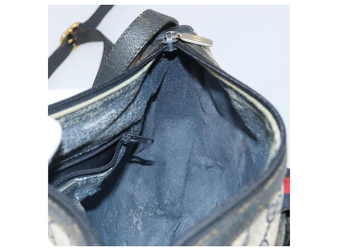 Borsa a Spalla Gucci GG Supreme Sherry Line PVC Blu Navy Oro 89 02 032 Auth 158018 D'oro - vista 18