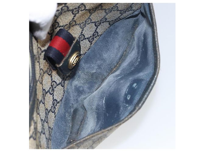 Borsa a Spalla Gucci GG Supreme Sherry Line PVC Blu Navy Oro 89 02 032 Auth 158018 D'oro - vista 21
