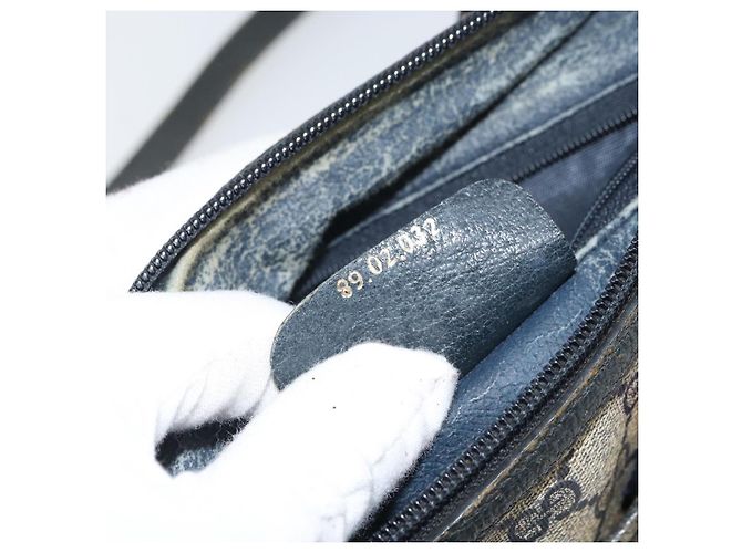 Borsa a Spalla Gucci GG Supreme Sherry Line PVC Blu Navy Oro 89 02 032 Auth 158018 D'oro - vista 22