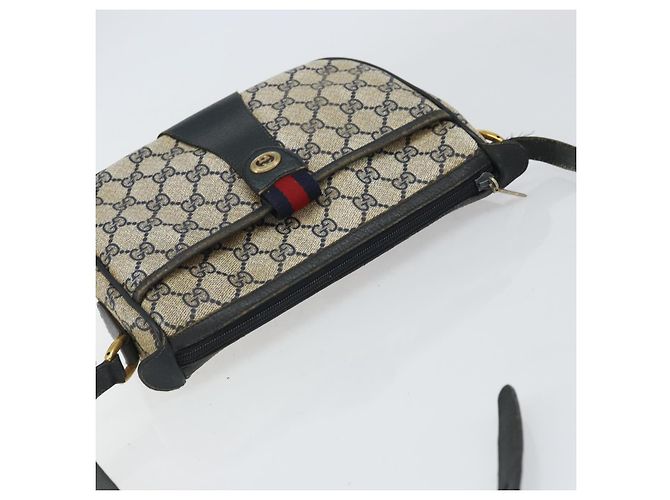 Borsa a Spalla Gucci GG Supreme Sherry Line PVC Blu Navy Oro 89 02 032 Auth 158018 D'oro - vista 6
