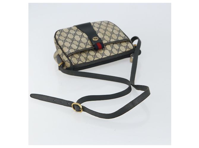 Borsa a Spalla Gucci GG Supreme Sherry Line PVC Blu Navy Oro 89 02 032 Auth 158018 D'oro - vista 7