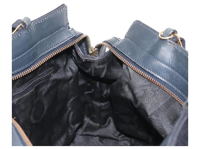 Borsa a mano Vala in tela blu navy e oro Salvatore Ferragamo Auth gh1482 D'oro - vista 18