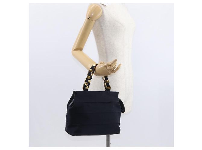 Borsa a mano Vala in tela blu navy e oro Salvatore Ferragamo Auth gh1482 D'oro - vista 22
