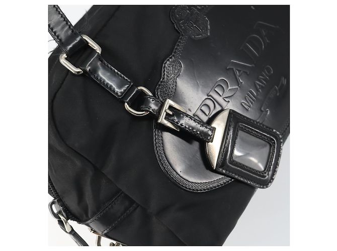 PRADA Bolsa de mão em nylon preto prata Auth ka1246 - vista 19