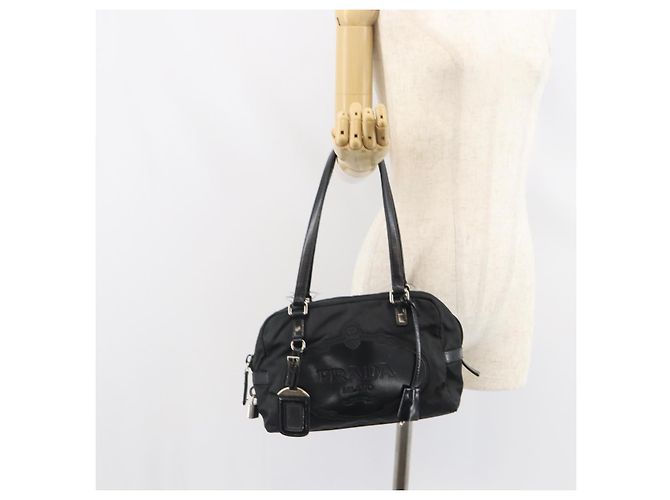 PRADA Bolsa de mão em nylon preto prata Auth ka1246 - vista 27