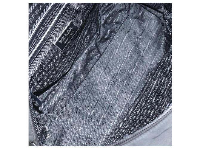 PRADA Bolsa de mão em nylon preto prata Auth ka1246 - vista 9