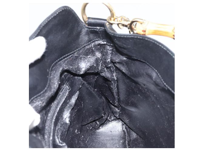 Borsa a Spalla in Pelle Gucci Bamboo 2way Nera Oro 001 3444 1638 Auth 158690 Nero D'oro - vista 17