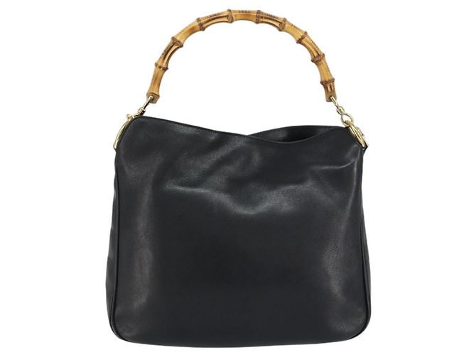 Borsa a Spalla in Pelle Gucci Bamboo 2way Nera Oro 001 3444 1638 Auth 158690 Nero D'oro - vista 3