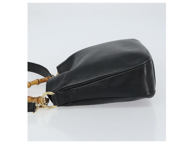 Borsa a Spalla in Pelle Gucci Bamboo 2way Nera Oro 001 3444 1638 Auth 158690 Nero D'oro - vista 5