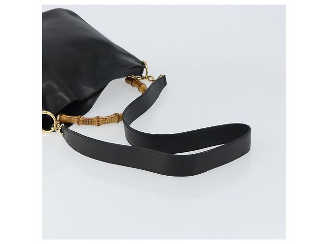Borsa a Spalla in Pelle Gucci Bamboo 2way Nera Oro 001 3444 1638 Auth 158690 Nero D'oro - vista 8