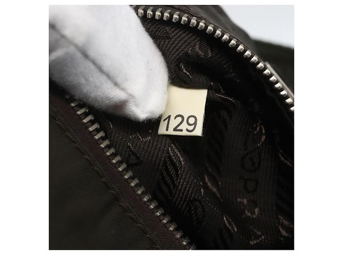PRADA Tote Bag aus Nylon Khaki Silber authentisch BA9383 - Ansicht 12
