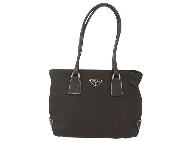 PRADA Tote Bag aus Nylon Khaki Silber authentisch BA9383 - Ansicht 13