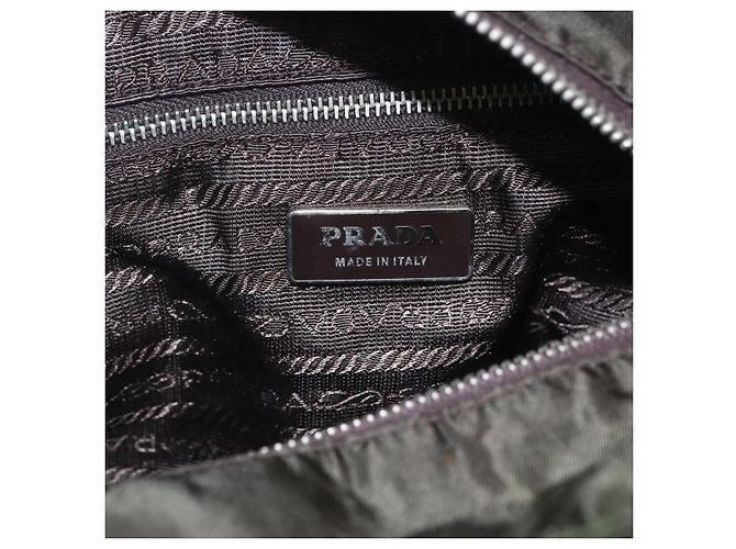 PRADA Tote Bag aus Nylon Khaki Silber authentisch BA9383 - Ansicht 19