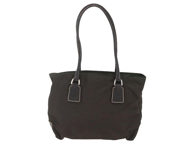 PRADA Tote Bag aus Nylon Khaki Silber authentisch BA9383 - Ansicht 2