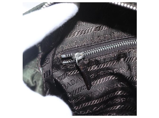 PRADA Tote Bag aus Nylon Khaki Silber authentisch BA9383 - Ansicht 20